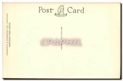 Lewes Castle — ruiny na wzniesieniu, brytyjski flaga — Norman & Co. n° 1383 — Rewers