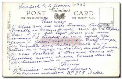 Liverpool — Vista panorâmica — Valesque Postcard & Sons Ltd — Verso
