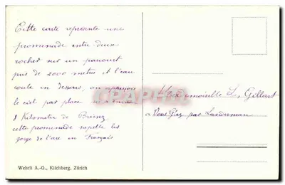 Raeschlucht przy Meiringen — przewodnik przez przepaść z metalową mostkownią — Wehrli A.-G., Kilchberg, Zürich, n° 3178 — Rewers