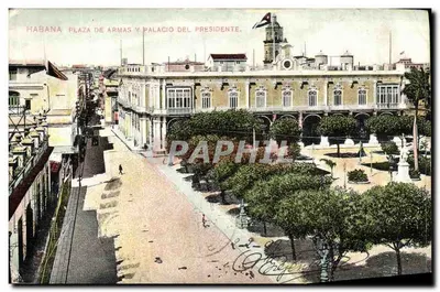 Bilhete postal antigo Plaza de Armas Palácio do Presidente, Havana