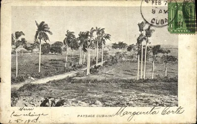 Bilhete postal antigo Paisagem Cubana Cuba