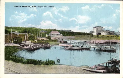 Punta Blanca, Santiago de Cuba — vista do porto com barcos e trem — Edição 'Remedimento', Santiago de Cuba, n° 21830N