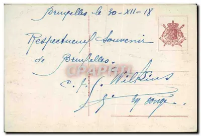 Pomnik Miss Edith Cavell — Bruksel — wydawca nieznany, numer serii nie widoczny — Rewers