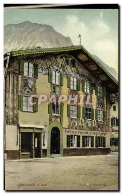 Mittenwald nad Isar — Gasthaus z Alpenrose Ludwig Schwäiger — wydawca A. Idl, Mittenwald