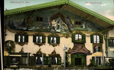 Mittenwald przy Isar — Hornsteinerhaus — wydawca A. Ir!, Mittenwald