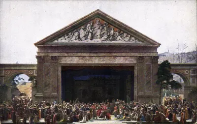 Entrada em Jerusalém — Passionsspiele Oberammergau 1922 — série V, n° 26 — editor F. Bruckmann A.-G., Munique