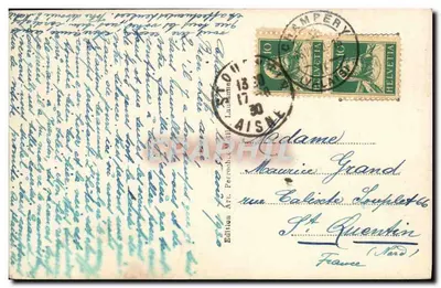 Champéry — widok panoramiczny na zasnieżone góry — Wydawnictwo Art. Perroche, nr 7278 — Rewers