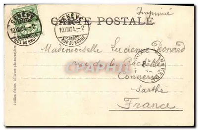 Genève — Hôtel Bellevue et le Quai du Léman — J.J. 5144 — Verso