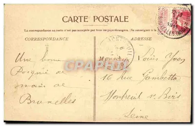 Palácio do Conde da Flandres — Bruxelas — Editor Paclaire Léonmanie, número de série não visível — Verso