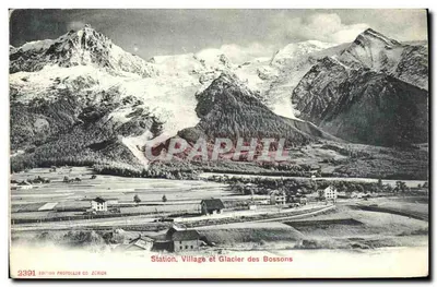 Station, Village and Glacier of Bossons — Edition by Photolob Co Zürich, No. 2391