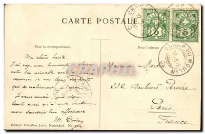W Górzach Areuse — Wydawca Tinnothée Jacot, nr 2604 — Rewers