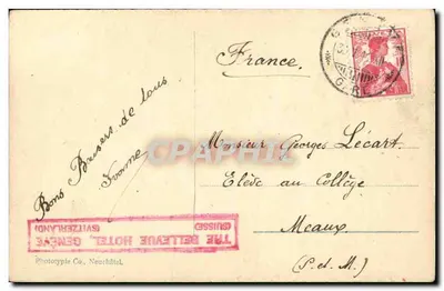 Genebra. O Rio Reno e o Monte Branco — Phototype Co., Neuchâtel, n° 6560 — Verso
