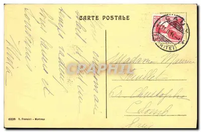 Pejzaż Caux nad Montreux — Wydawca E. Fransioi, nr 6226 — Rewers