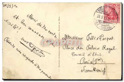 Heimburg am Rhein — widok z zamku i wsi — wydawca Neuwieder Postkartenverlag — Rewers