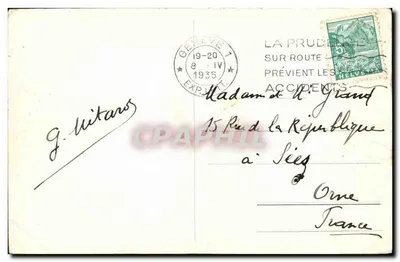 Geneva, Quai du Mont-Blanc and View of the City — unidentified publisher, series number 6002 — Back