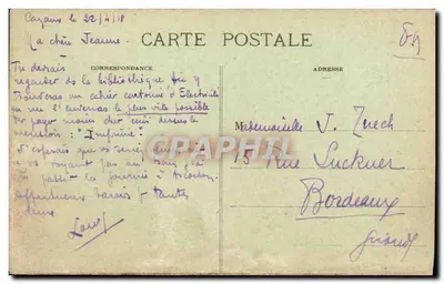 Cazéaux - Het Meer — uitzicht op koeien en een oplegger bij een meer, uitgever Deibuy, Bordeaux, n°12 — Achterkant