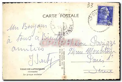 Escola Comunal — Tizac-de-Lapouyade — Edições Van Eversenne — Verso