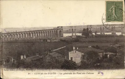 CUBZAC-les-PONTS — Vista geral do Ponte dos Prétons — Marcel Delboy, fototipia, Bordeaux
