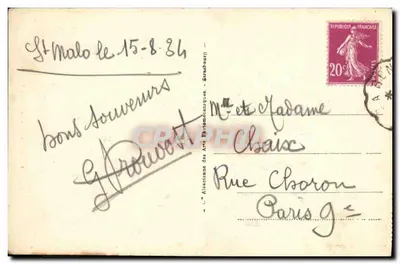 St-Malo - O Grande Donjon — editor A. H. n° 111 — Verso