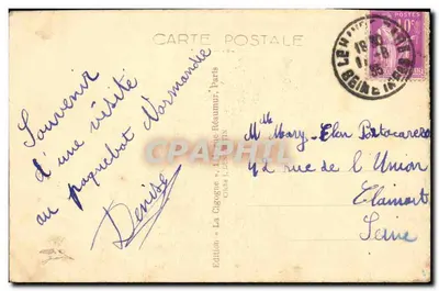 Normandia — O maior navio de passageiros do Mundo da Cia Geral Transatlântica — Edição La Cigogne, Paris — Verso