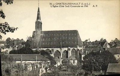 Châteaurenault (Loir-et-Cher) — Widok kościoła (strona południowa) zbudowanego w 1561 roku — A.P.