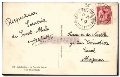 Saint-Malo - A Grande Porta e a Catedral — editor C.A.P. Strasbourg, n° 445 — Verso