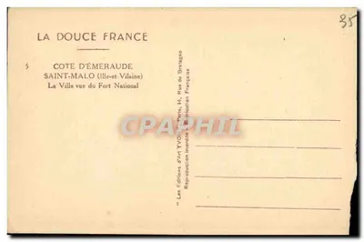 Saint-Malo — Vue de la ville et du Fort National — Les Éditions d'Art Yvonne, Paris — Achterkant