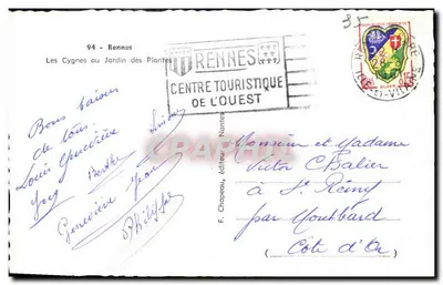 Os Cisnes no Jardim dos Plantas — Rennes — editor F. Chapeau, n°94 — Verso