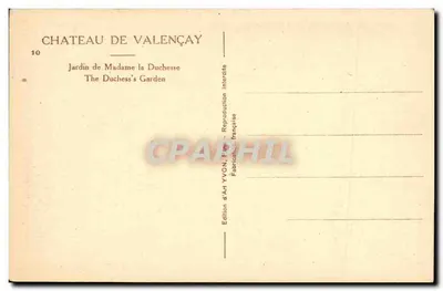 Zamek Valençay — Ogród Pani Księżnej — Wydawnictwo Art YVON, Francja — Rewers