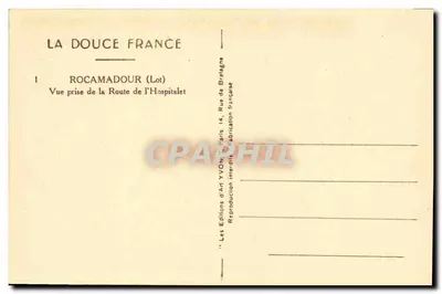 Rocamadour (Lot) — Widok z drogi Hospitalet — Les Éditions d'Art Yvon, Paryż — Rewers