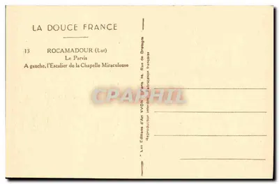 Rocamadour (Lot) — Parapet, schody do kaplicy cudownej — Wydawnictwo An VYVON — Rewers