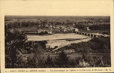 Saint-Sever-sur-Audour (Landes) — Vista panorâmica do Adour e do Ponte de Morlanne — M. D.