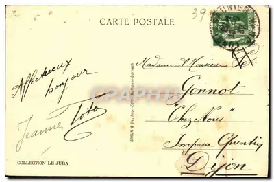 Bilhete postal antigo Castelo de Chalon — Verso