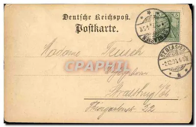 Bilhete postal antigo Saudações de St Blasien — Verso