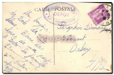 Dole — Statua Pasteura — Coll. Coulon, wydane przez Lumbier & Macop — Rewers