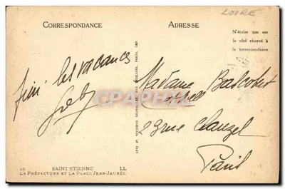 Saint-Étienne — A Prefeitura e a Praça Jean-Jaurès — editor LL — Verso