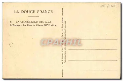 La Chaise-Dieu — Klasztor - Dziedziniec Klasztoru XIV wieku — Yvon — Rewers