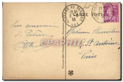 Tarjeta postal antigua Padirac Puits de Le Pas du Crocodile — Reverso