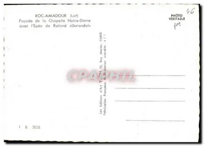 Roc-Amadour (Lote) — Fachada de la iglesia de Nuestra Señora con la espada de Roland « Durandal » — Yvon — Reverso