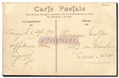 Coucy-le-Château — Los Muros de Defensa — N°10, editor N.P. Phal — Reverso
