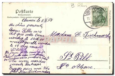 St. Odhienberg, Elzas — widok zamek na wzniesieniu z lasem — Jean Tischmacky, nr 30494 — Rewers
