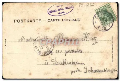 Stara pocztówka Mont Ste Odile Cote Nord — Rewers