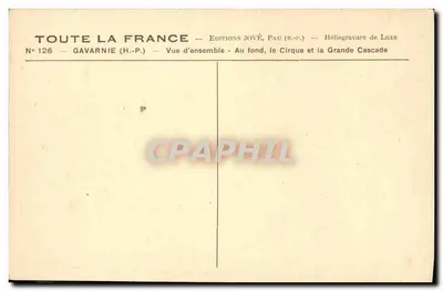 Gavarnie (H.-P.) — Vue d'ensemble — Au fond, le Cirque et la Grande Cascade — Éditions Jové, Pau — Verso