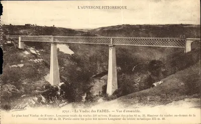 Le Viaduc des Fades — Vue d'ensemble — L'Auvergne Pittoresque, éditeur Idéal, n° 2791