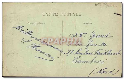 Cauterets — Le Péguère vu de la Reine Hortense — Éditeur : Les Pyrénées, n° 389 — Verso