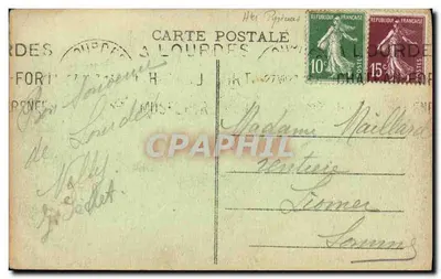 Lourdes - Estátua de São Miguel e as Avenues — Editor: Les Pyrénées, n° 97 — Verso