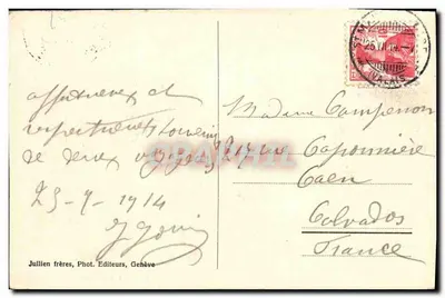 Saint-Maurice - Vale do Ródano, Catogne, Massif d'Orny e o Salentin — J. J. 3505 — Jullien frères, Fot. Editores, Genebra — Verso