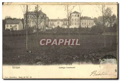 Bilhete postal antigo Virton La Carmel College communal — Verso
