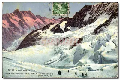 Séracs am Eismeer — vue sur le Wetterhorn (3703 m) — éditeur non visible, n° 3982 — Verso