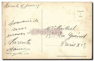 Taranto — Piazza Archita i Villa Garibaldi — Wyd. Nicola Picciarelli, N. 2875 — Rewers
